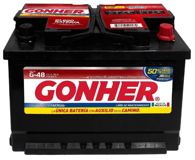 ACUMULADOR "48" GONHER DE 700 AMP. DE ARRANQUE EN FRIO, -/+