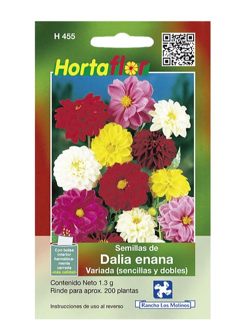 SOBRE DE SEMILLAS DE DALIA ENANA HORTAFLOR, CONTENIDO DE 1.3G