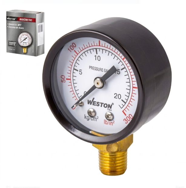 MANOMETRO DE 2" 1/4" NPT 100 LBS/7 KG