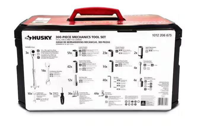 JUEGO DE HERRAMIENTAS HUSKY 300 PIEZAS (1/2,1/4 Y 3/8) SAE, mm