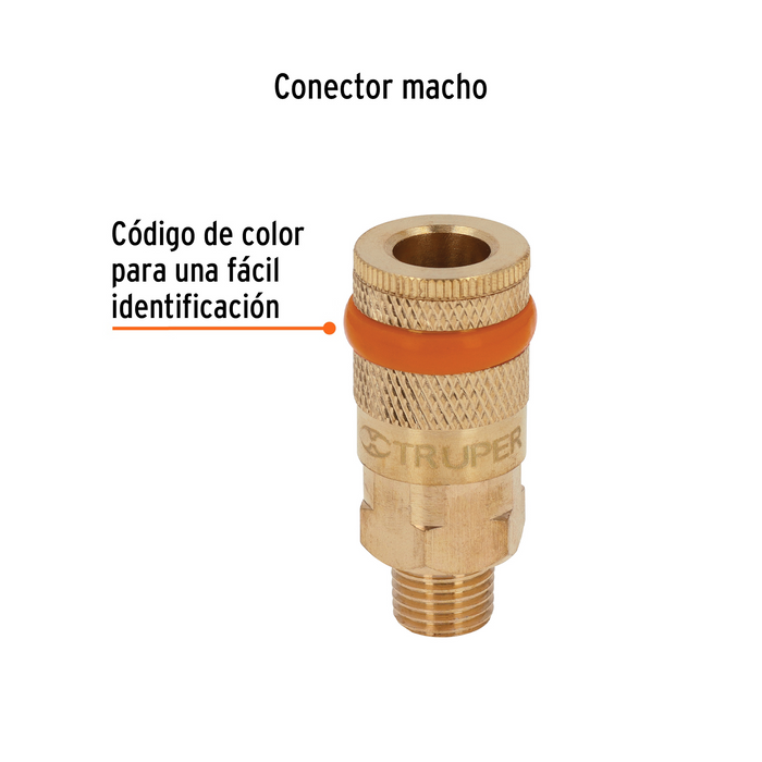 COPLE DE LATON, CUERDA 1/4" NPT, MACHO