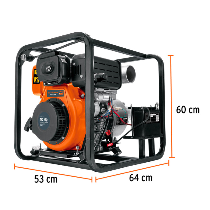 MOTOBOMBA DE 4" A DIESEL MOTOR DE 10 HP 1,800 L/MIN