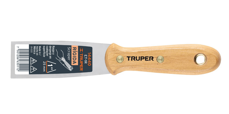ESPATULA DE 1", RIGIDA, MANGO DE MADERA