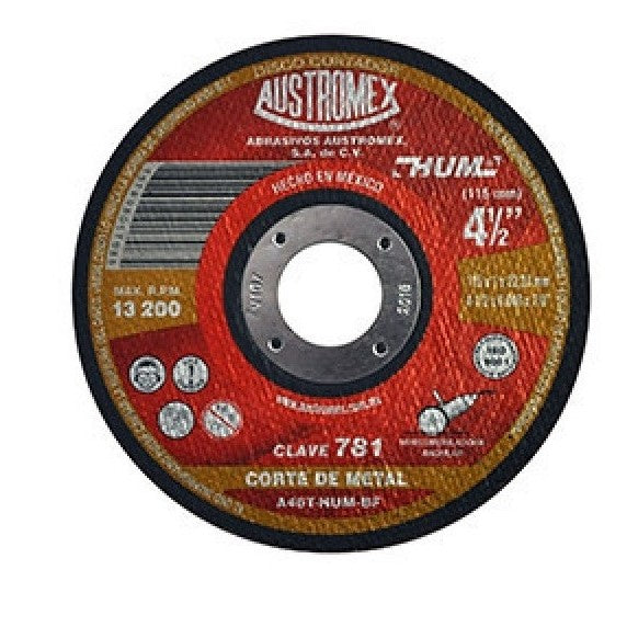 DISCO DE CORTE 4-1/2" X 0.04" X 7/8", TIPO 41, METAL-INOXIDABLE, HUM