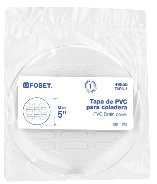 TAPAS PARA COLADERA DE 5" PVC FOSET
