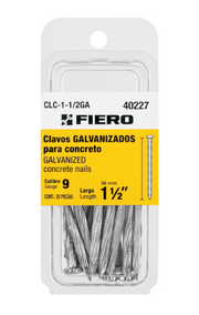 Paquete de clavos galvanizados para concreto de 1-1/2 in, 20 piezas