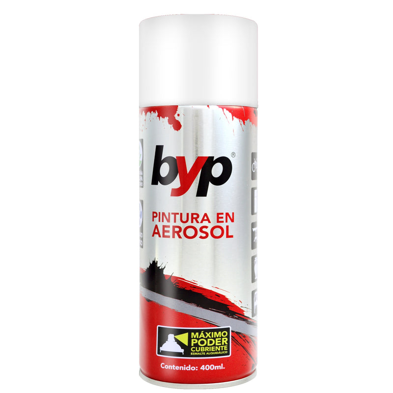 PINTURA EN AEROSOL, COLOR BLANCO BRILLANTE, 400 ml, BYP