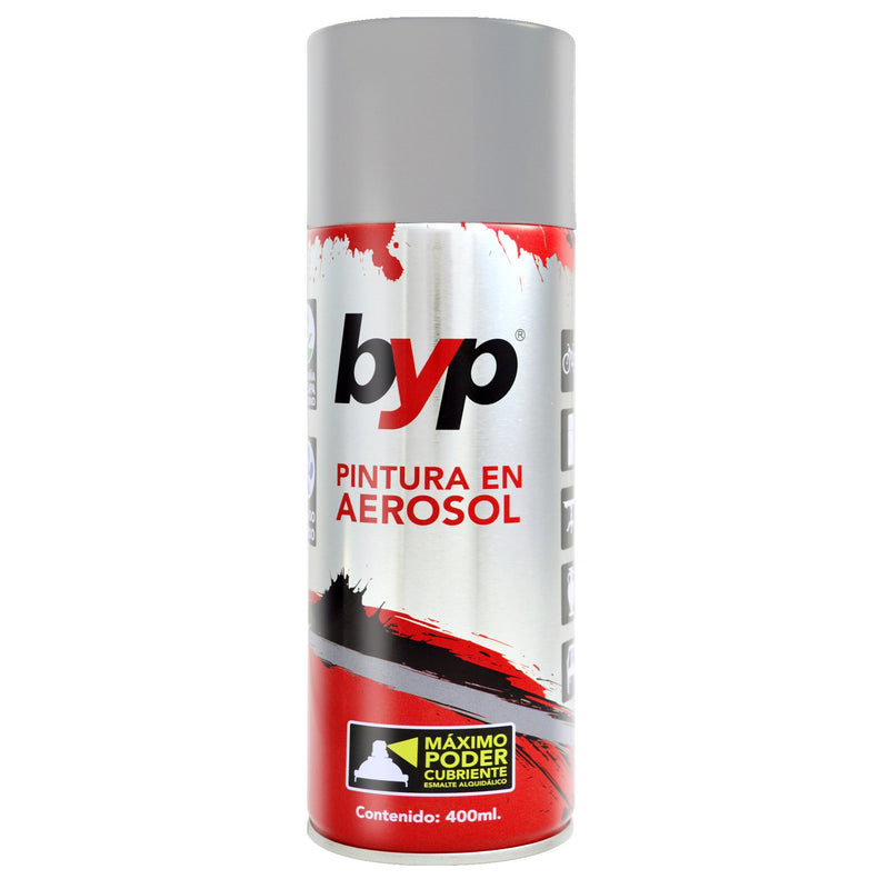 PINTURA EN AEROSOL, COLOR ALUMINIO, 400 ml, BYP