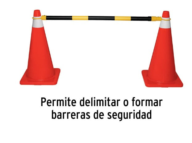 BARRA EXENSIBLE DE 1.3 A 2.1 MTS REFLEJANTE PARA CONOS