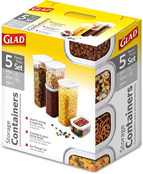 CONTENEDORES PARA ALMACENER ALIMENTOS SECOS CAJA CON 5 PIEZAS