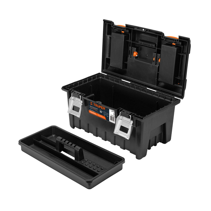CAJA PARA HERRAMIENTA 19' C/COMPARTIMENTOS Y BROCHES METALICOS