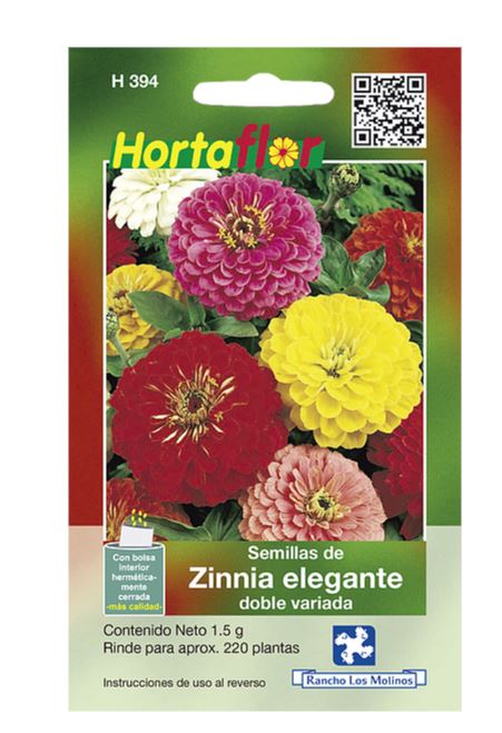 SOBRE DE SEMILLAS DE ZINNIA ELEGANTE HORTAFLOR, CONTENIDO DE 1.5G