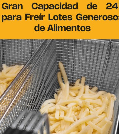 FREIDORA DE GAS LP 24 LTS 280 W 2 CANASTAS ACERO INOX RHINO