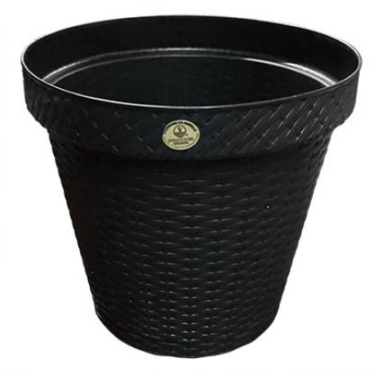 MACETA TIPO RATTAN REDONDA GRIS OXFORD A31