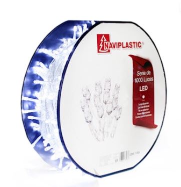 SERIE DE LUCES 1000L LED BLANCA CABLE TRANSPARENTE 8 FUNCIONES C/MEMORIAC
