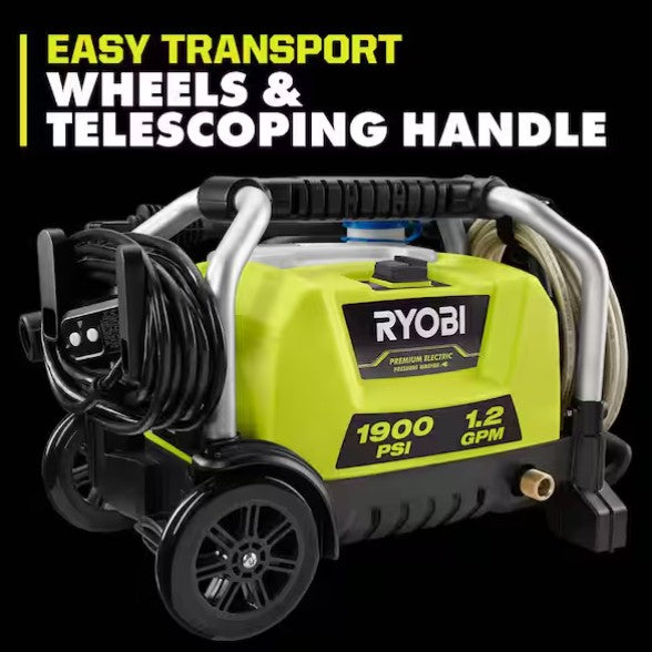 HIDROLAVADORA ELECTRICA RYOBI, 1900 PSI 1.2 GPM