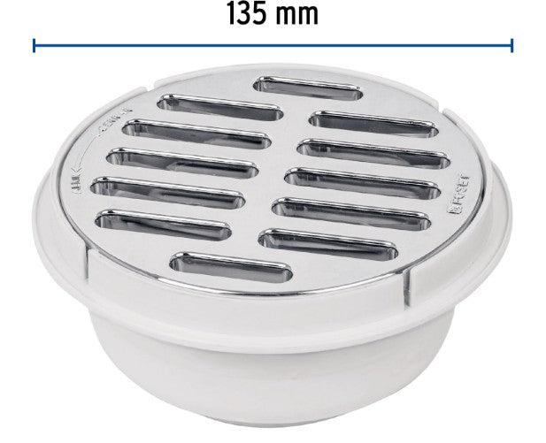 COLADERA DE ABS CON REJILLA CROMADA 5" 1/4 DE VUELTA FOSET