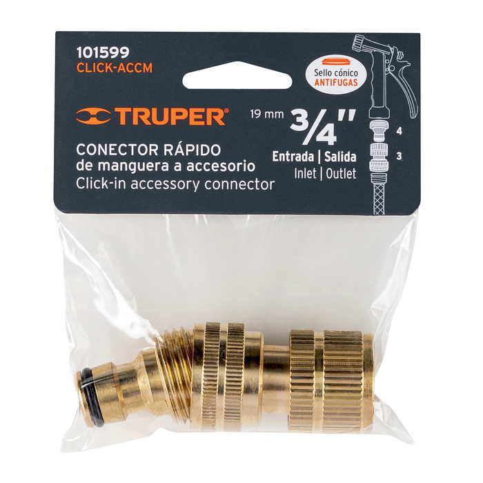 CONECTORES RAPIDOS DE LATON, ACCESORIOS-MANGUERA ROSCA DE 3/4"