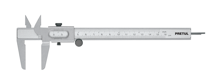 Calibrador vernier PRETUL de 6" con calibre y escala métrica y pulgadas