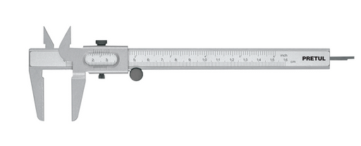 Calibrador vernier PRETUL de 6" con calibre y escala métrica y pulgadas