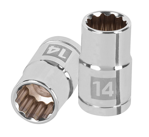 DADO DE 14 mm, CUADRO DE 1/2", 12 PUNTAS, D-1214-EM