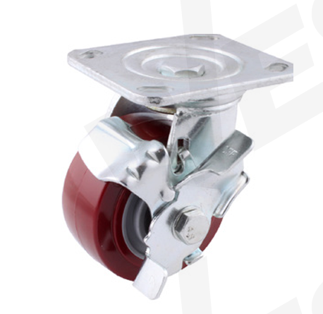 RUEDA DE POLIURETANO MARRON 4" X 2" GIRATORIA CON FRENO