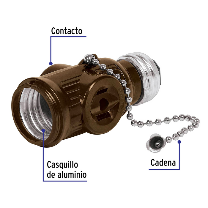 PORTALAMPARA DE BAQUELITA, CADENA Y DOBLE CONTACTO, VOLTECH
