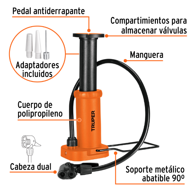 BOMBA DE PEDAL 60 PSI TRUPER
