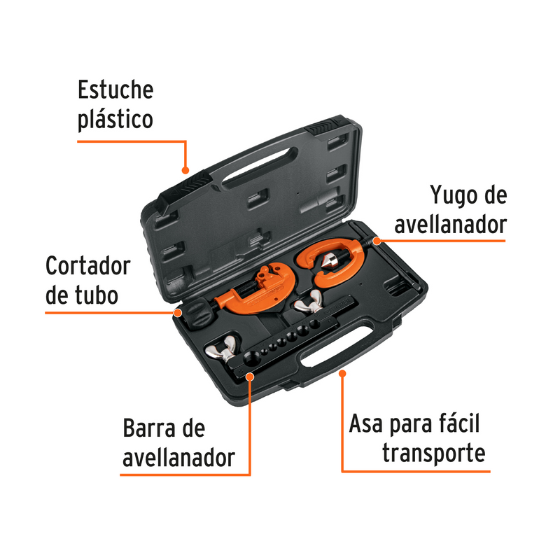 JUEGO DE AVELLANADOR Y CORTADOR DE TUBO