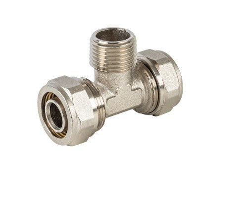 TEE DE 3/8", ROSCA CENTRAL MACHO DE 1/2", PE-AL-PE