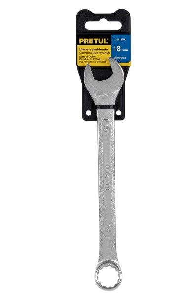 LLAVE COMBINADA MILIMETRICA 18 mm X 220 mm DE LARGO PRETUL