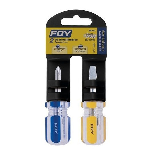 JUEGO DE DESARMADORES, 2 PZAS, MANGO PVC 1/4" X 1-1/2", SURTEK