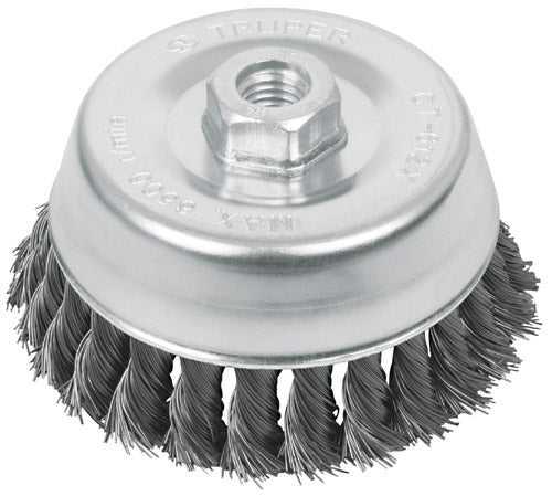 CARDA COPA DE ALAMBRE TRENZADO GRUESO, 5" PARA ESMERILADORA