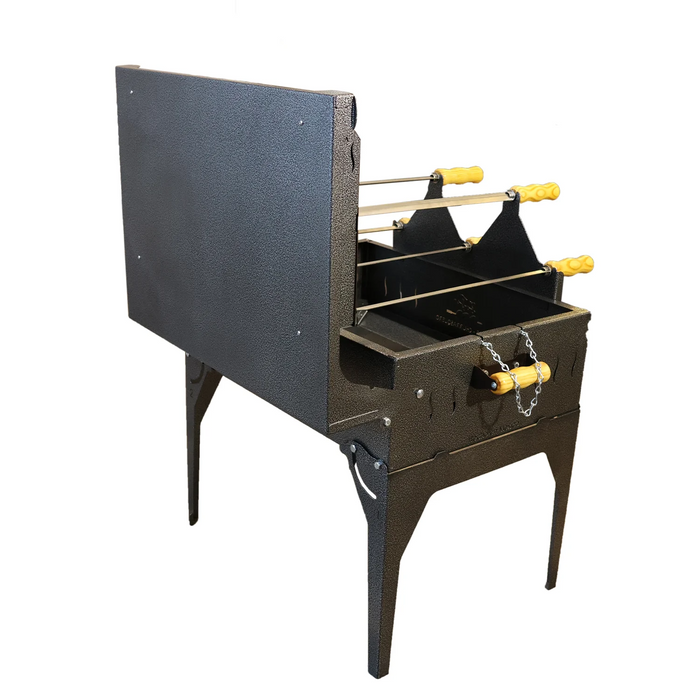 ASADOR ELECTRICO PORTATIL SPADE, DE 12V CON 5 ESPADAS Y CHAROLA DE CARBON