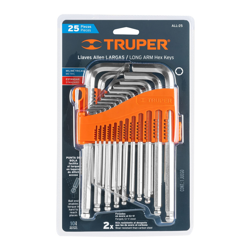 JUEGO DE 25 LLAVES ALLEN STANDARD Y MILIMTRICAS C/ESTUCHE