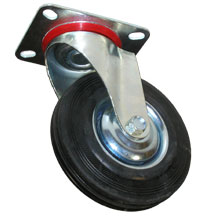 RUEDA DE HULE DE 5", NEGRA, BASE GIRATORIA,  C/20