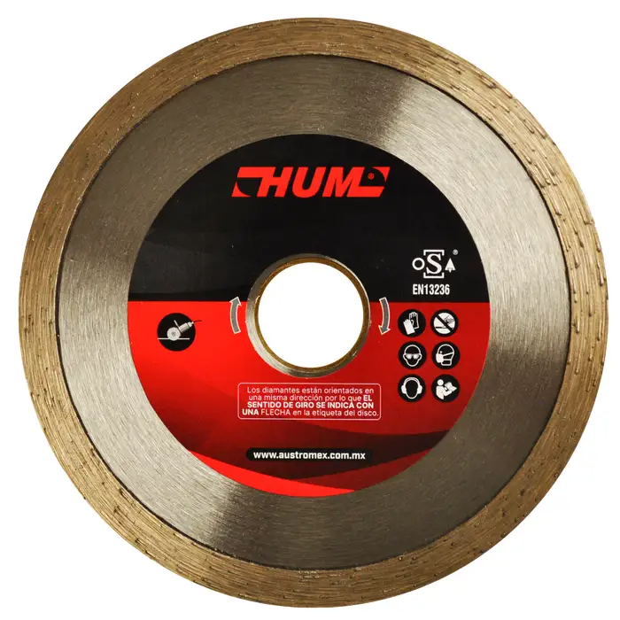 DISCO DE DIAMANTE 4-1/2" X 7/8" RIN CONTINUO PARA ESMERILADORA, HUM