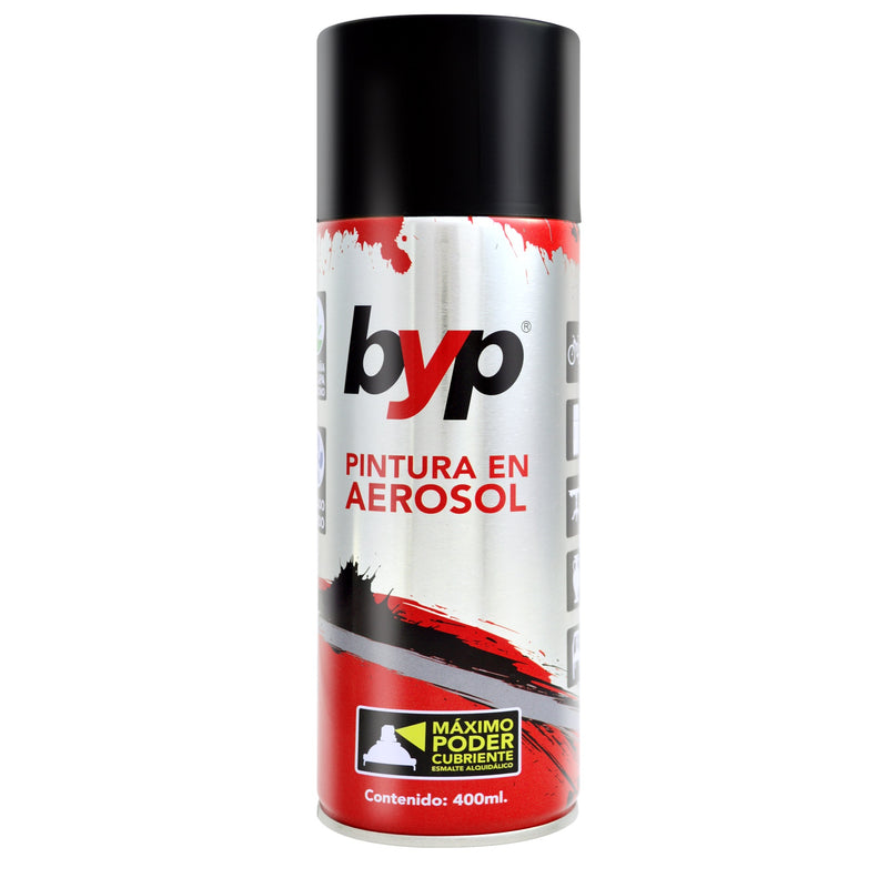 PINTURA EN AEROSOL, COLOR NEGRO, ALTA TEMPERATURA, 400 ml, BYP