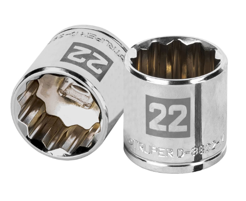 DADO DE 22 mm, CUADRO DE 3/8", 12 PUNTAS, D-3822-M