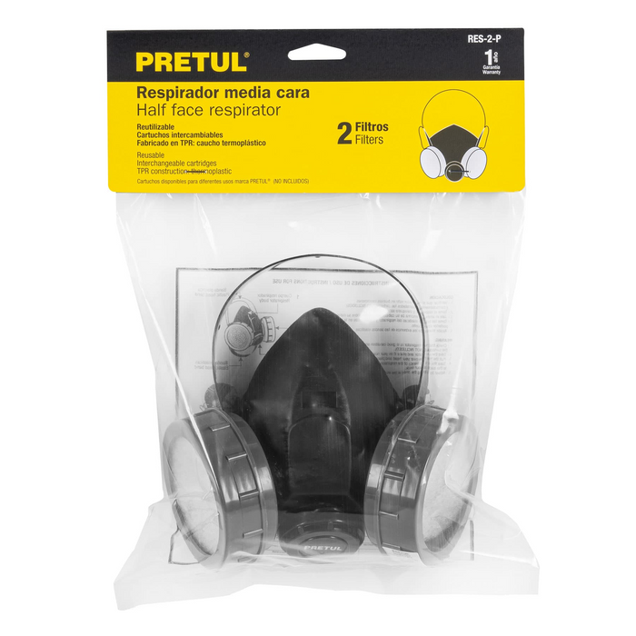 RESPIRADOR SIN CARTUCHO, 2 FILTRO, PRETUL