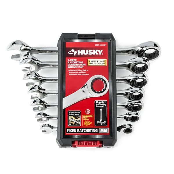 JUEGO DE 7 LLAVES COMBINADAS mm CON MATRACA, HUSKY