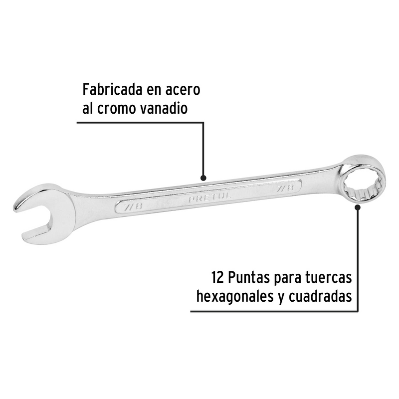 LLAVE COMBINADA 7/8" X 260 mm DE LARGO PRETUL