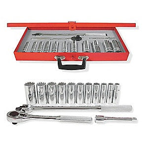 JUEGO DE DADOS 15 PZAS.  CUADRO DE 1/2"-1,1/8"