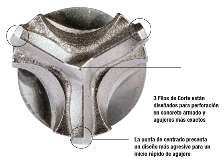 JUEGO DE 5 BROCAS SDS PLUS 3 FILOS 3/16, 1/4,  5/16, 3/8, 1/2X 6" (ANTES B-59829)