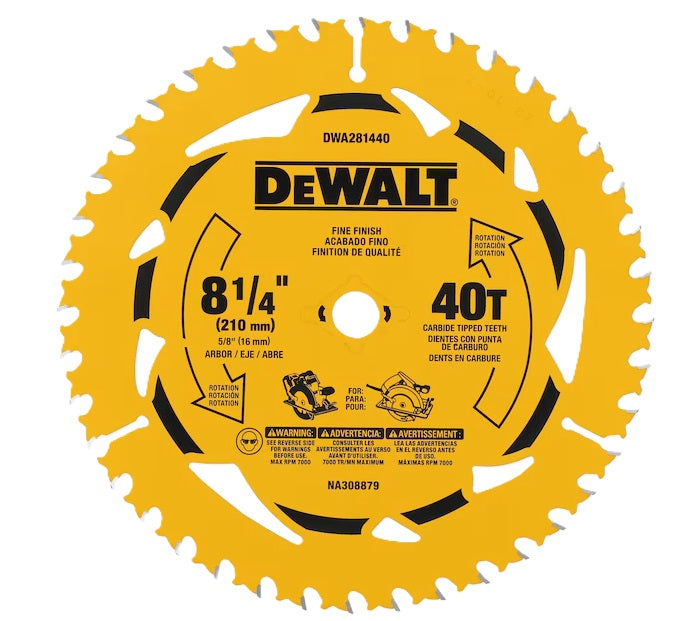 DISCO PARA SIERRA CIRCULAR PUNTA DE CARBURO 8-1/4” X 40 DIENTES FLECHA 5/8”ACABADO FINO