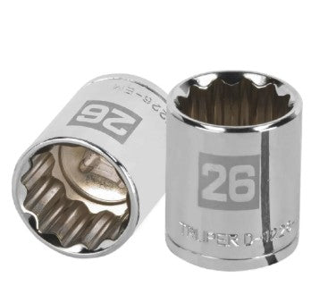 DADO DE 26 mm, CUADRO DE 1/2", 12 PUNTAS, D-1226-EM