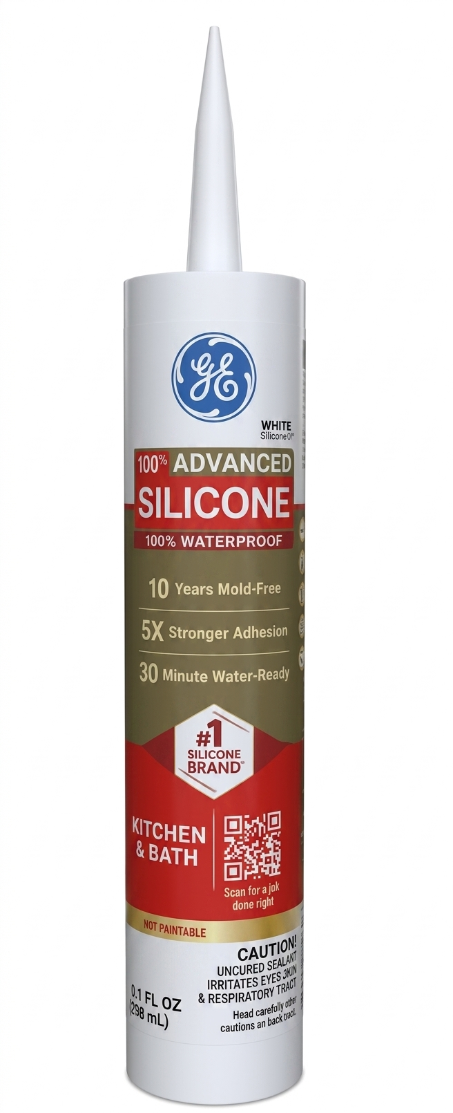 SELLADOR DE SILICON, BAÑOS Y COCINAS, 298.65 ml, (10.1 oz), BLANCO, GE ADVANCE