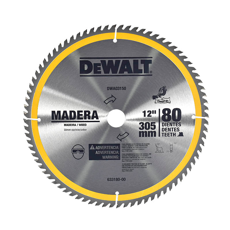 DISCO PARA SIERRA CIRCULAR PUNTA DE CARBURO 12” X 80 DIENTES FLECHA 30 mm