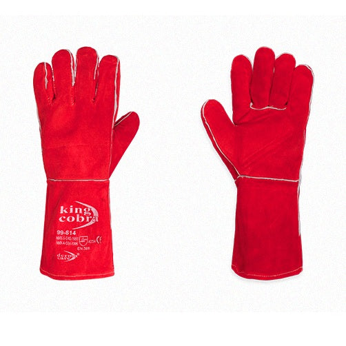 GUANTE DE CARNAZA LARGO ROJO KING COBRA TALLA 10