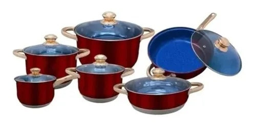 BATERIA ACERO METALICAS 23313 COLOR ROJO 13 PIEZAS